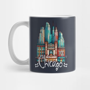 Vibrant Chicago Theater Graphic Tee | Gift for Chicago Lover | Dark Mug